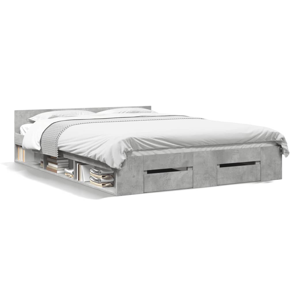 Giroletto Cassetti Grigio Cemento 135x190 cm Legno Multistrato | homemem39