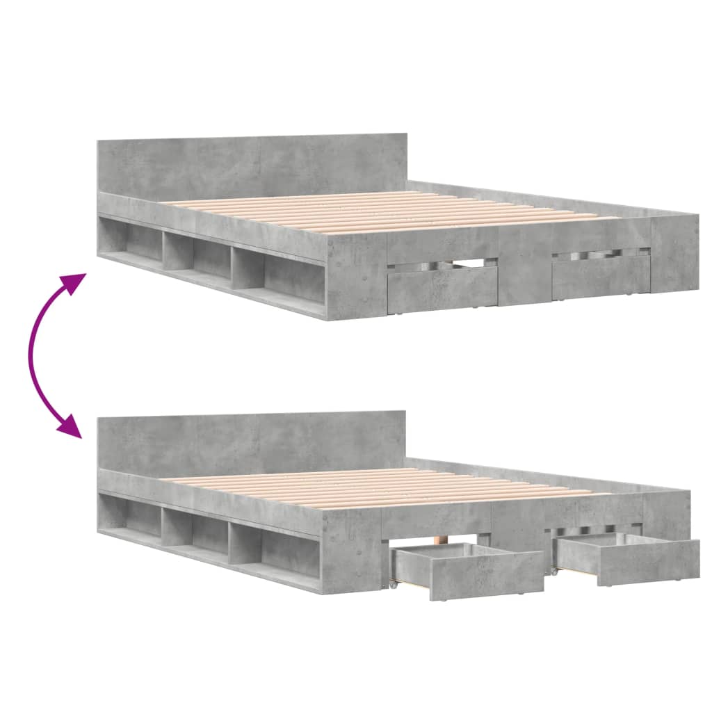 Giroletto Cassetti Grigio Cemento 135x190 cm Legno Multistrato | homemem39