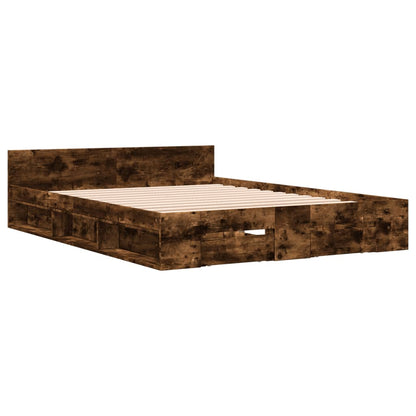 Giroletto con Cassetti Rovere Fumo 135x190 cm Legno Multistrato - homemem39