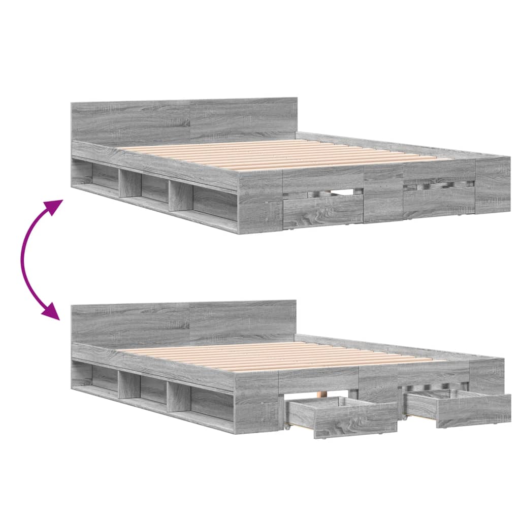 Giroletto Cassetti Grigio Sonoma 135x190 cm Legno Multistrato | homemem39