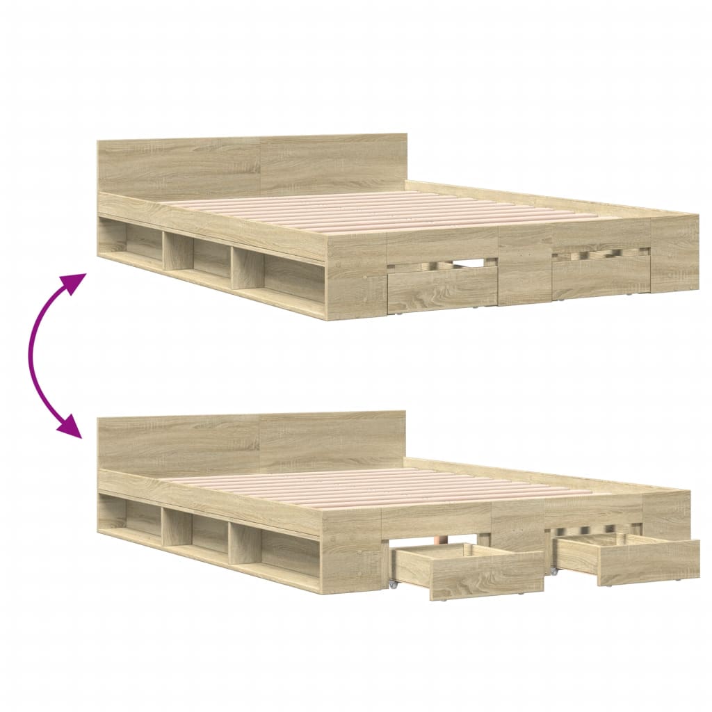 Giroletto Cassetti Rovere Sonoma 120x190 cm Legno Multistrato | homemem39