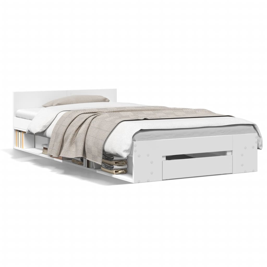 Giroletto con Cassetto Bianco 90x190 cm in Legno Multistrato - homemem39