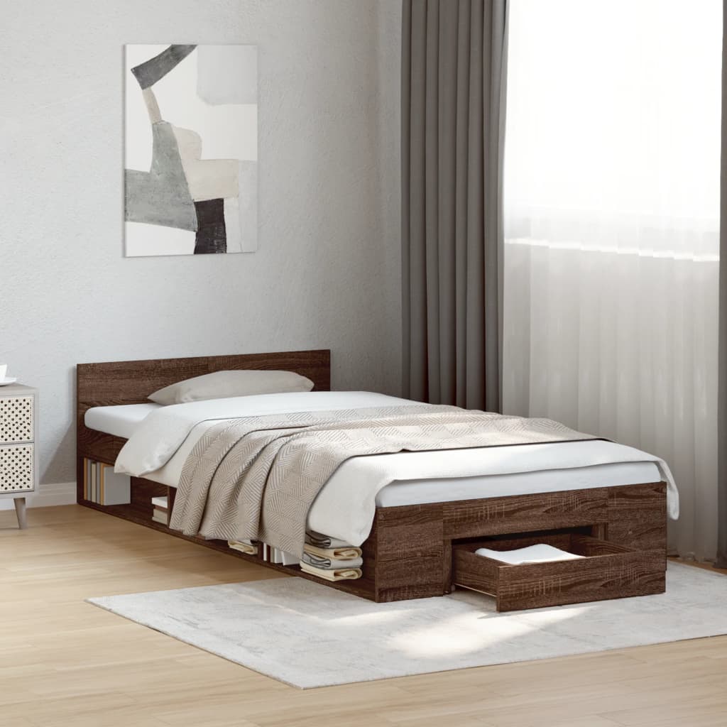 Giroletto Cassetto Rovere Marrone 90x190 cm Legno Multistrato - homemem39