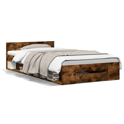 Giroletto con Cassetto Rovere Fumo 100x200 cm Legno Multistrato | homemem39