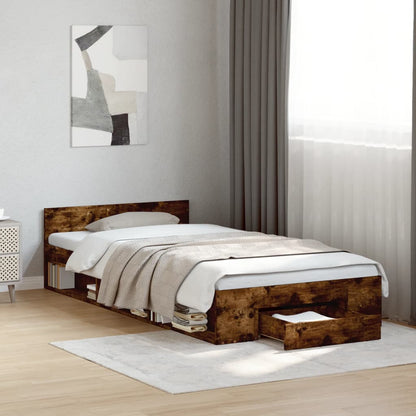 Giroletto con Cassetto Rovere Fumo 90x200 cm Legno Multistrato | homemem39