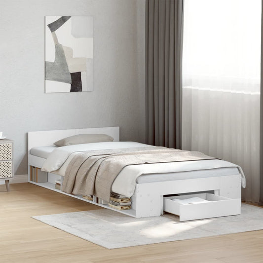 Giroletto con Cassetto Bianco 75x190 cm in Legno Multistrato | homemem39