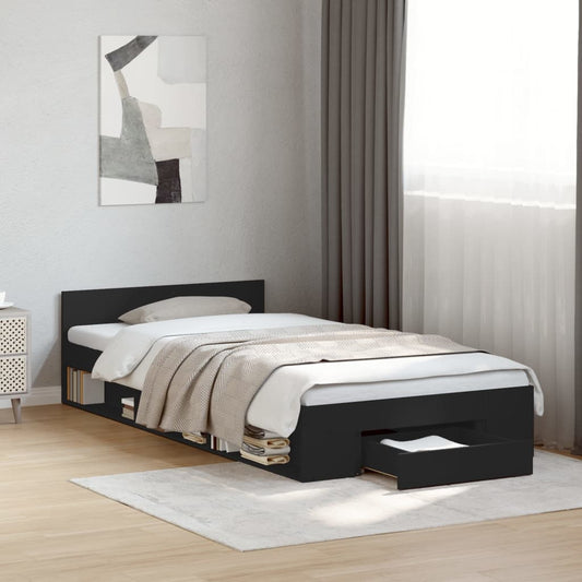 Giroletto con Cassetto Nero 75x190 cm in Legno Multistrato | homemem39