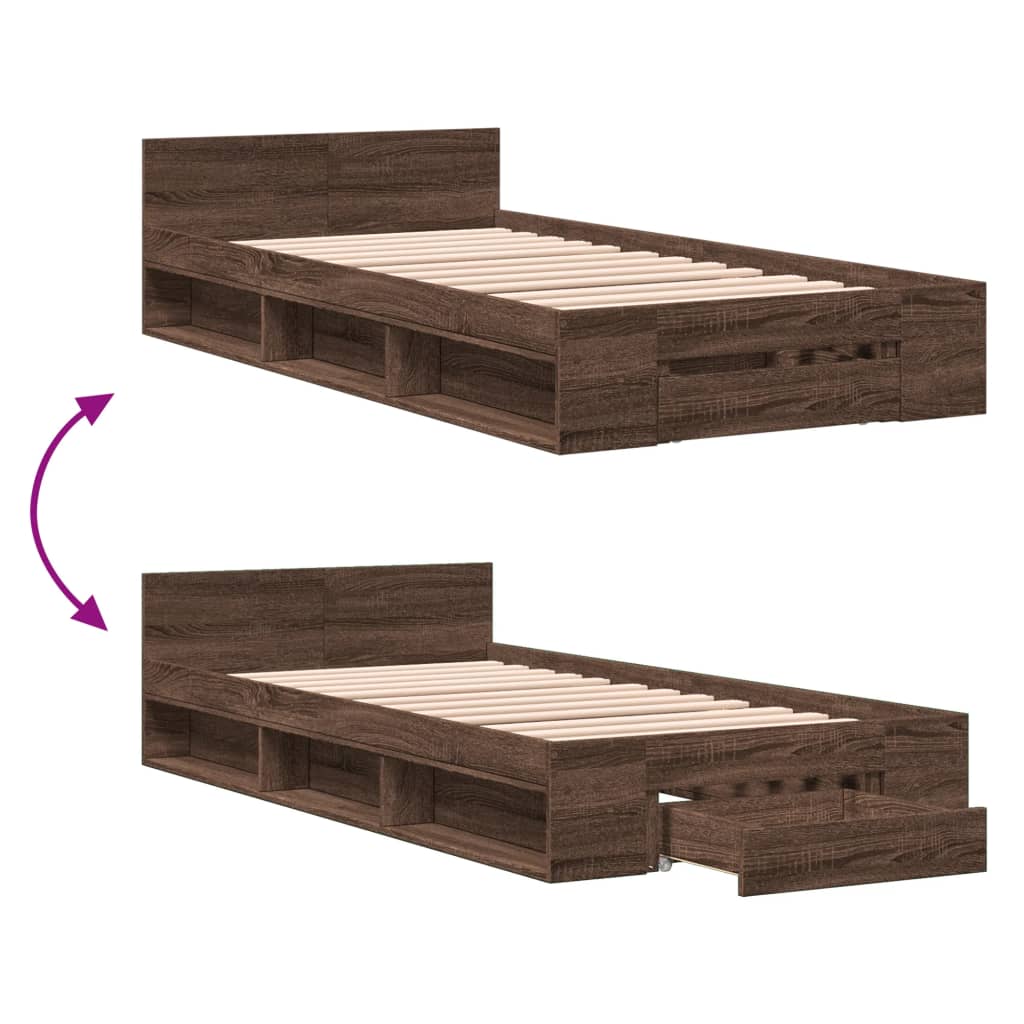 Giroletto Cassetto Rovere Marrone 75x190 cm Legno Multistrato | homemem39