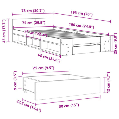 Giroletto Cassetto Rovere Marrone 75x190 cm Legno Multistrato | homemem39