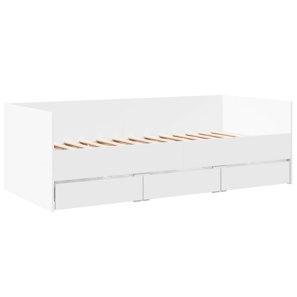 Divano Letto con Cassetti senza Materasso Bianco 100x200 cm - homemem39