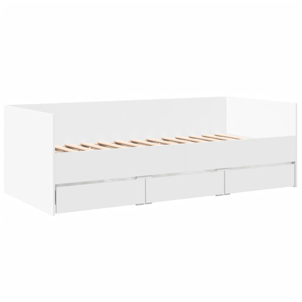 Divano Letto con Cassetti senza Materasso Bianco 90x190 cm - homemem39