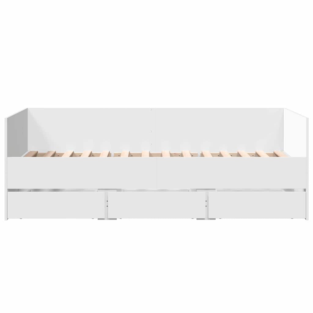 Divano Letto con Cassetti senza Materasso Bianco 90x190 cm