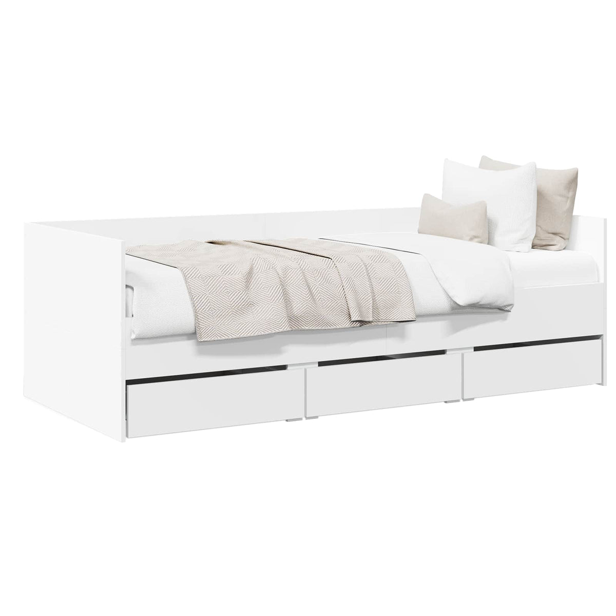 Divano Letto con Cassetti senza Materasso Bianco 90x190 cm
