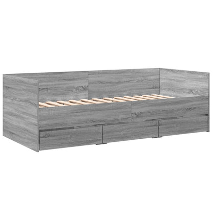 Sofa Bed with Drawers Sonoma Gray 90x190 cm Multilayer