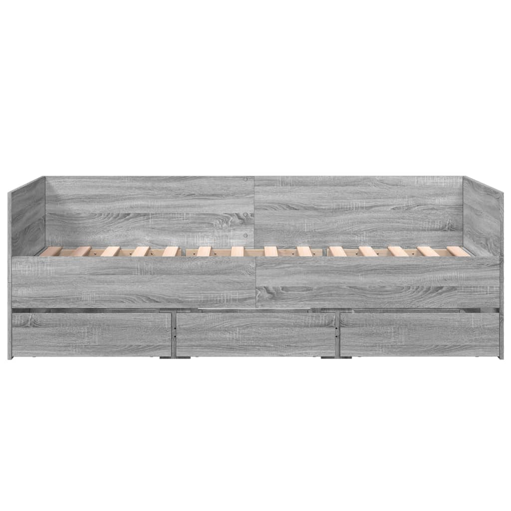 Sofa Bed with Drawers Sonoma Gray 90x190 cm Multilayer