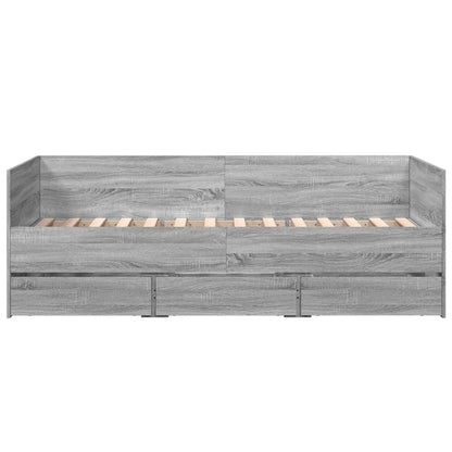 Sofa Bed with Drawers Sonoma Gray 90x190 cm Multilayer