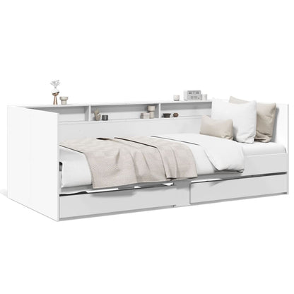 Divano Letto con Cassetti senza Materasso Bianco 90x200 cm | homemem39