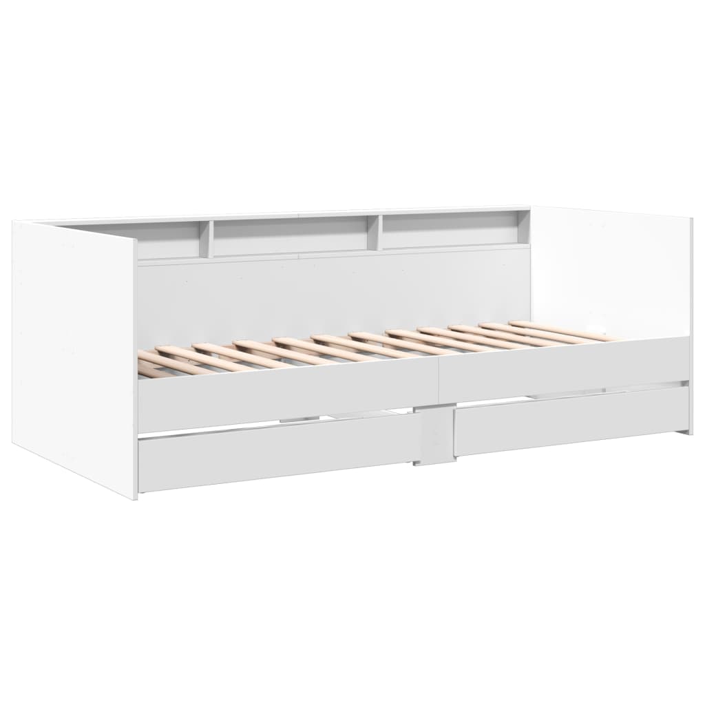Divano Letto con Cassetti senza Materasso Bianco 90x200 cm | homemem39