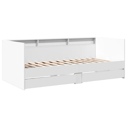 Divano Letto con Cassetti senza Materasso Bianco 90x200 cm | homemem39