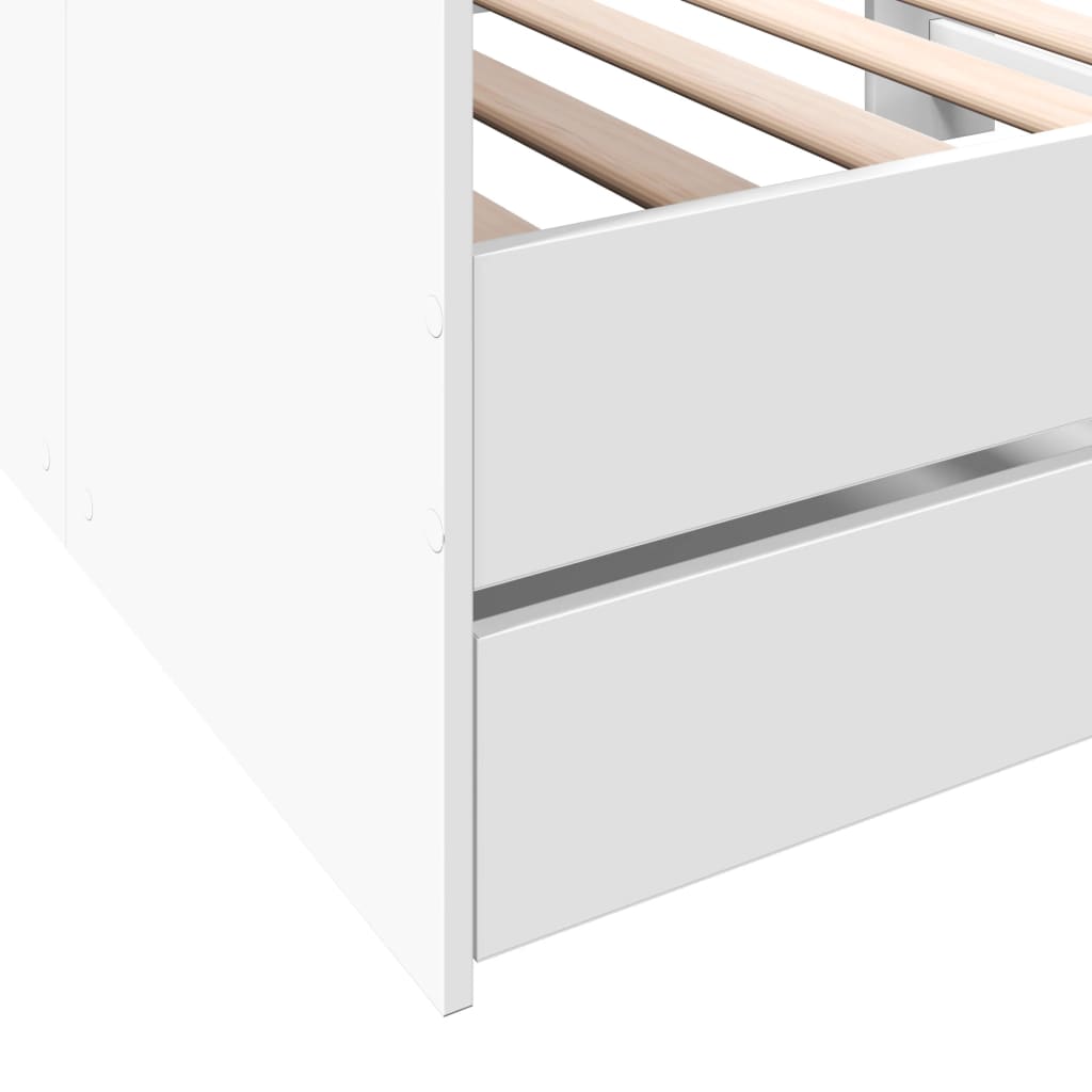 Divano Letto con Cassetti senza Materasso Bianco 90x200 cm | homemem39