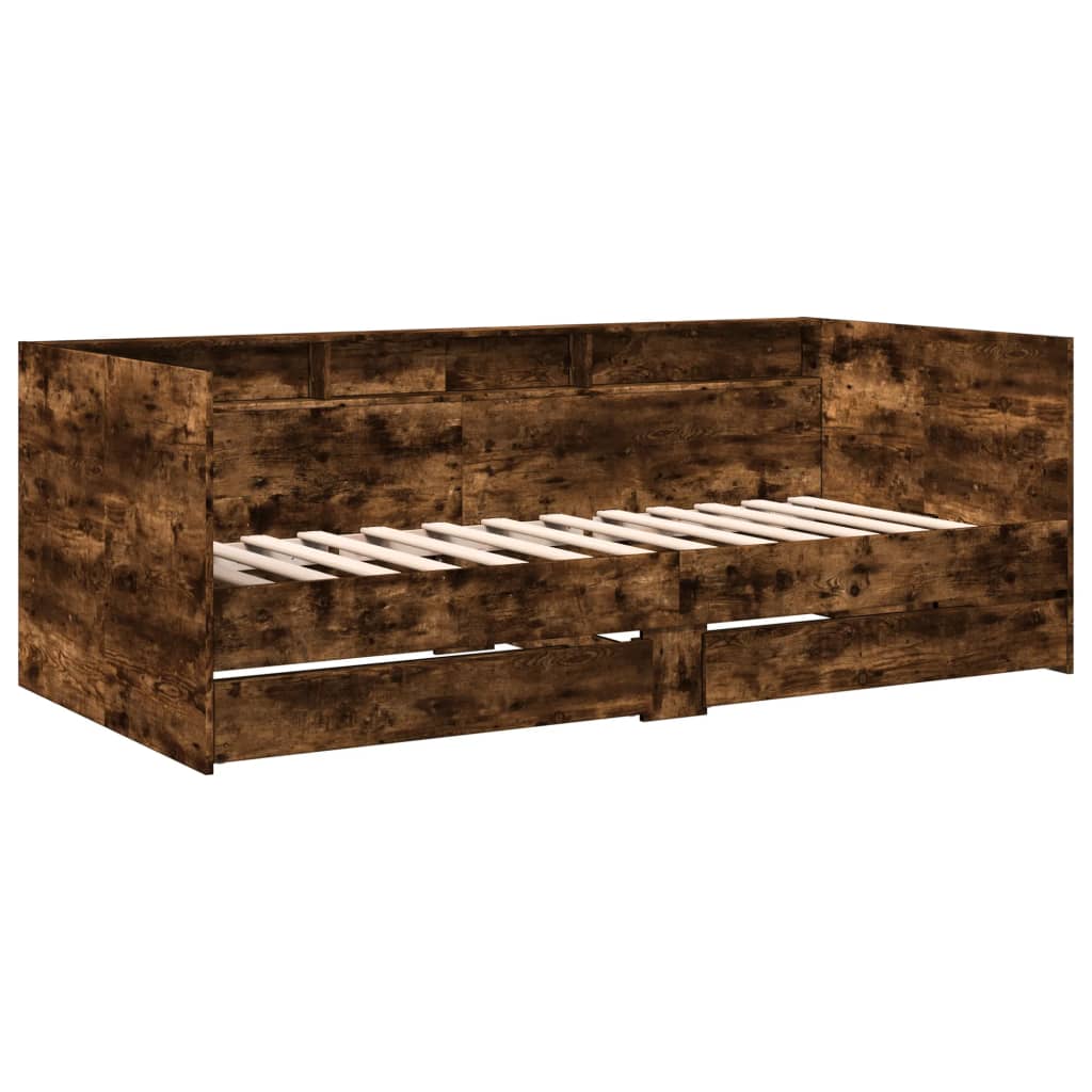 Divano Letto con Cassetti senza Materasso Rovere Fumo 90x200 cm | homemem39