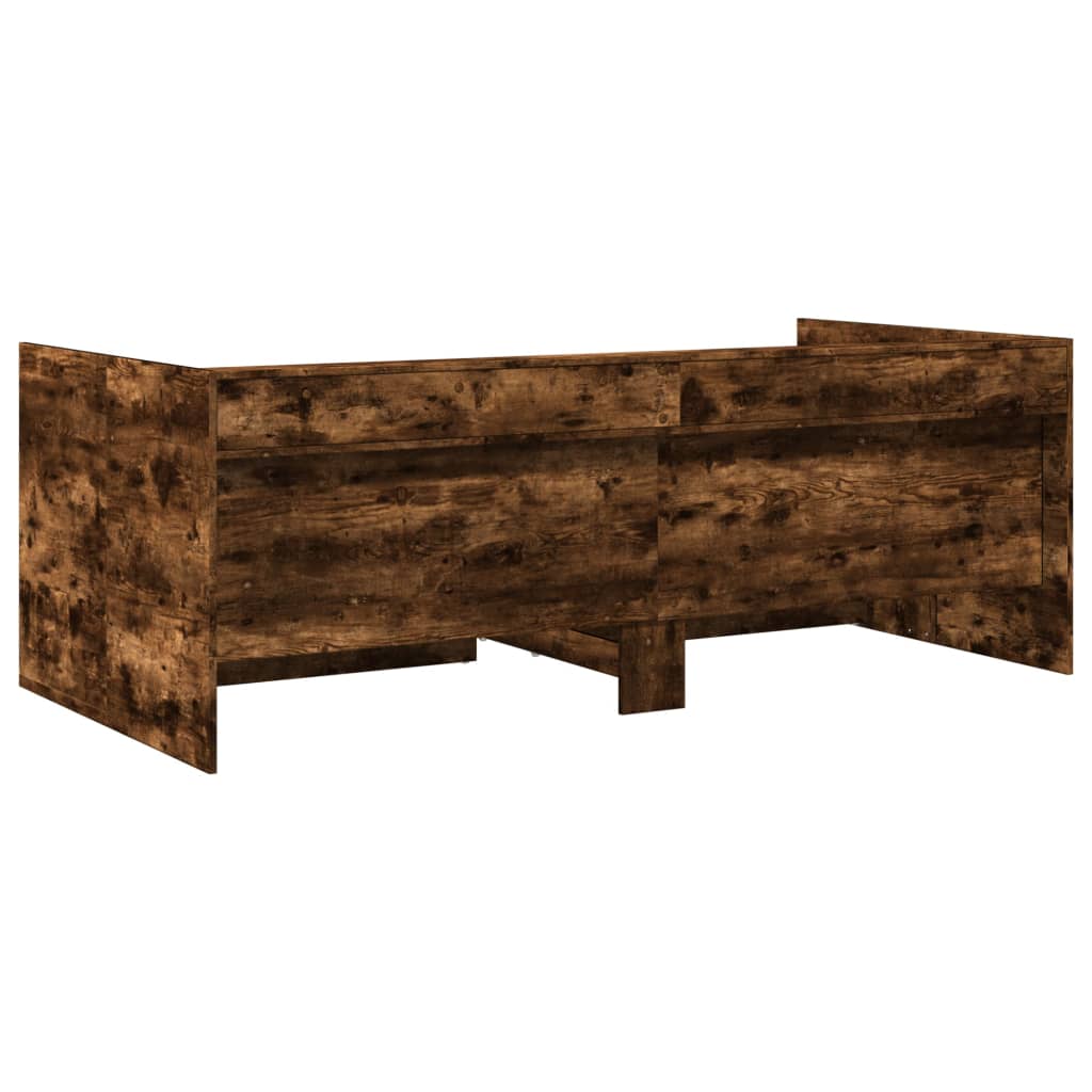 Divano Letto con Cassetti senza Materasso Rovere Fumo 90x200 cm | homemem39