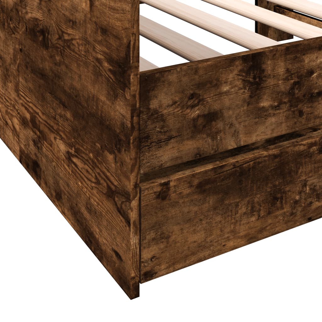 Divano Letto con Cassetti senza Materasso Rovere Fumo 90x200 cm | homemem39