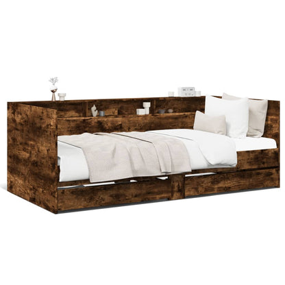 Divano Letto con Cassetti senza Materasso Rovere Fumo 90x190 cm - homemem39
