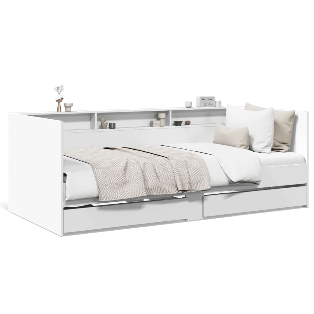 Divano Letto con Cassetti senza Materasso Bianco 75x190 cm - homemem39