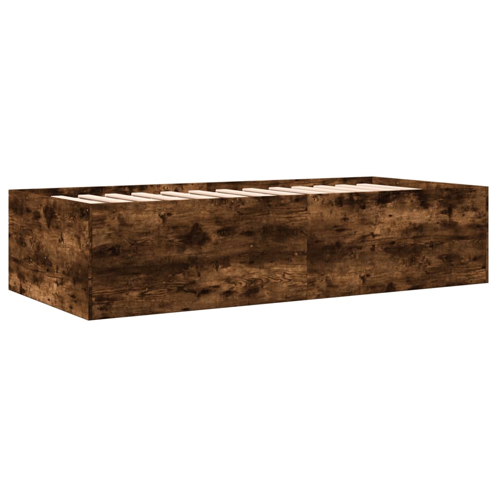 Divano Letto con Cassetti senza Materasso Rovere Fumo 90x200 cm | homemem39
