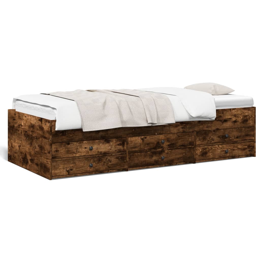 Divano Letto con Cassetti senza Materasso Rovere Fumo 90x190 cm | homemem39