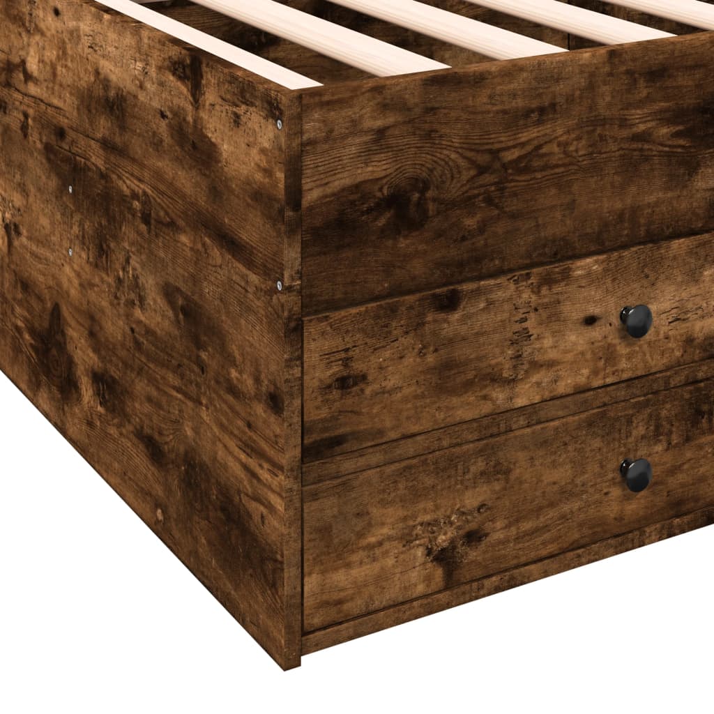Divano Letto con Cassetti senza Materasso Rovere Fumo 90x190 cm | homemem39