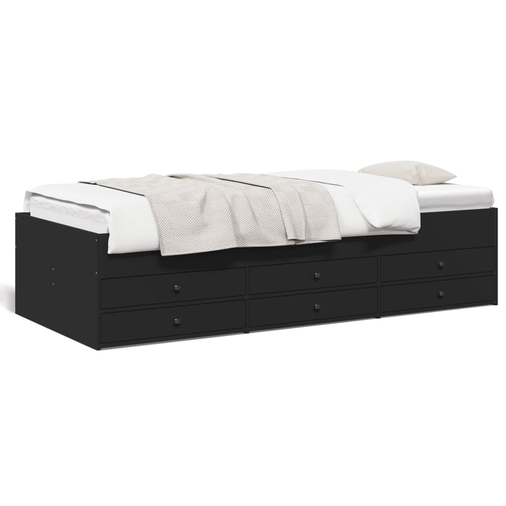 Divano Letto con Cassetti senza Materasso Nero 75x190 cm - homemem39