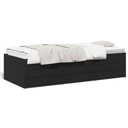 Divano Letto con Cassetti senza Materasso Nero 75x190 cm - homemem39