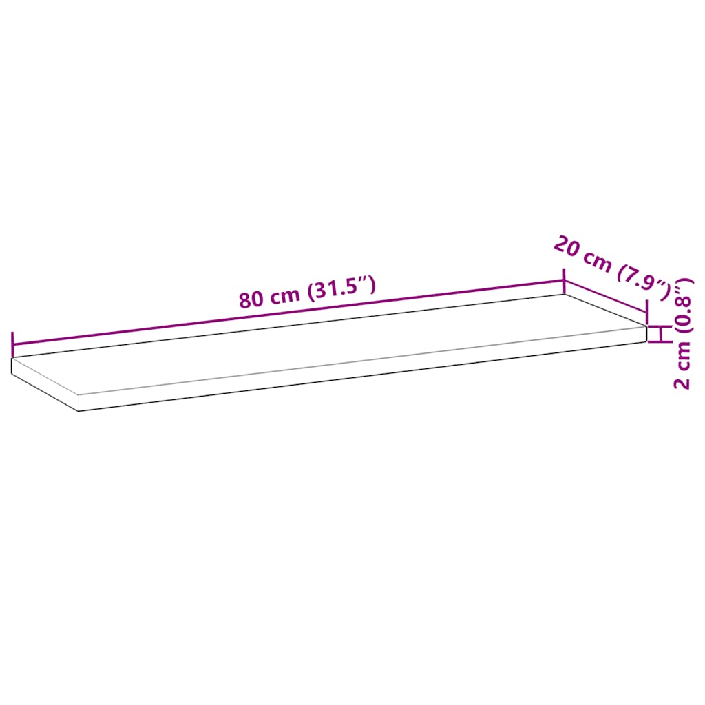 Mensole da Parete 3 pz 80x20x2 cm Legno Acacia Non Trattato | homemem39