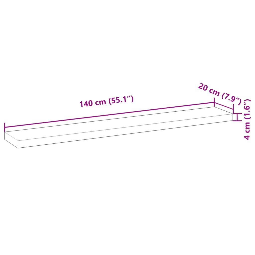 Mensole da Parete 4 pz 140x20x4 cm Legno Acacia Non Trattato | homemem39