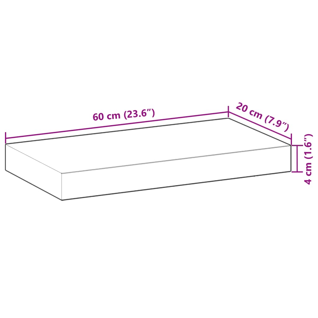 Mensole da Parete 4 pz 60x20x4 cm Legno Acacia Rifinito a Olio | homemem39