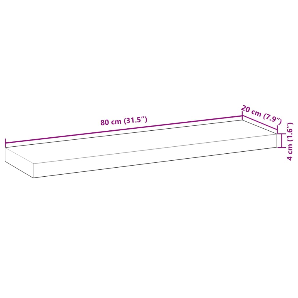 Mensole da Parete 2 pz 80x20x4 cm Legno Acacia Rifinito a Olio | homemem39