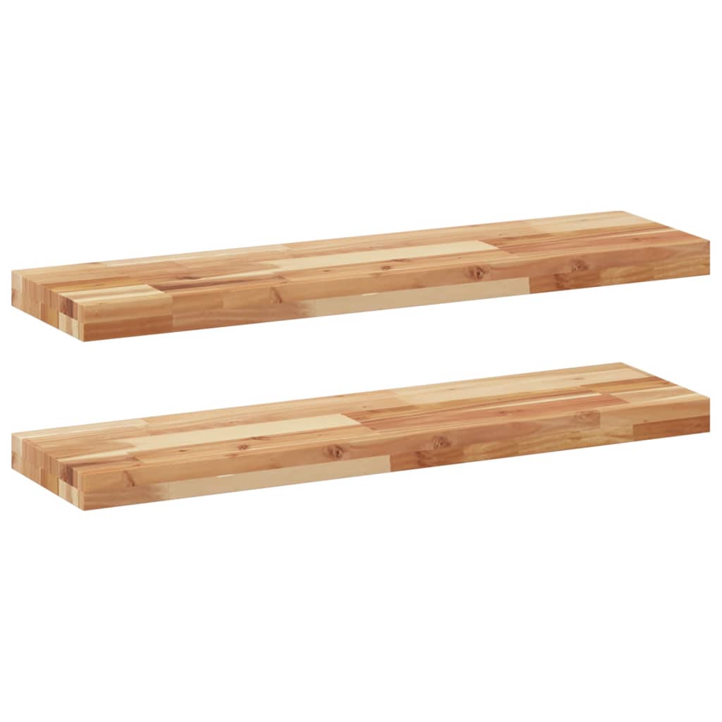 Mensole da Parete 2 pz 100x20x4 cm Legno Acacia Rifinito a Olio | homemem39