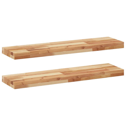 Mensole da Parete 2 pz 100x20x4 cm Legno Acacia Rifinito a Olio | homemem39