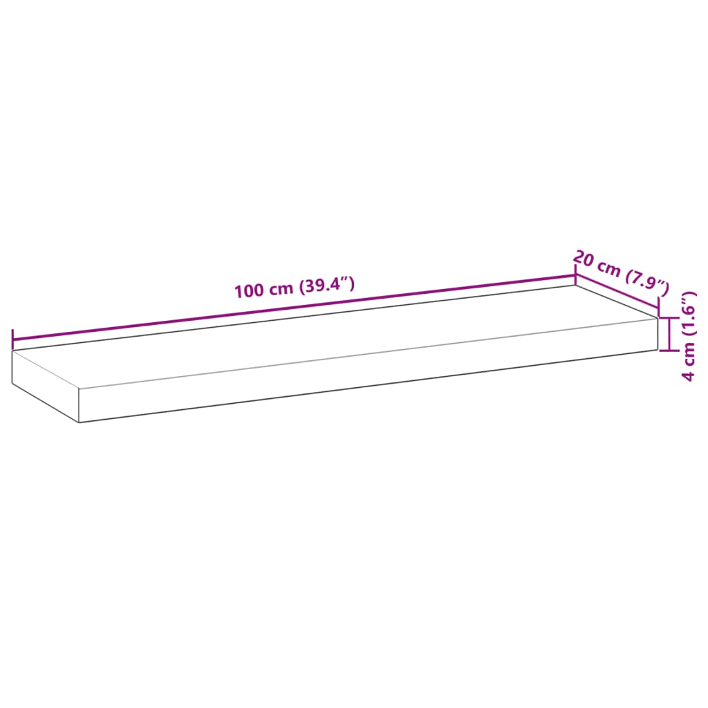 Mensole da Parete 3 pz 100x20x4 cm Legno Acacia Rifinito a Olio | homemem39