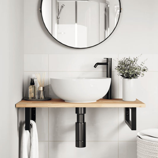 Piano da Bagno Non Trattato 80x40x2 cm Legno Massello di Acacia
