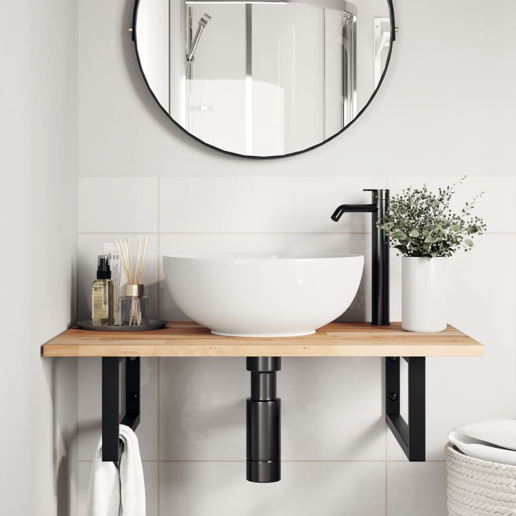 Piano da Bagno Non Trattato 80x50x2 cm Legno Massello di Acacia