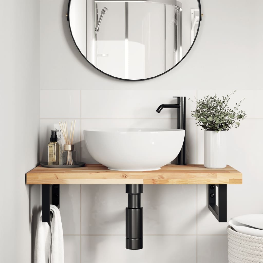 Piano da Bagno Non Trattato 80x40x4 cm Legno Massello di Acacia