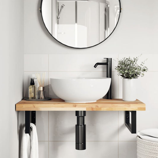 Piano da Bagno Non Trattato 80x40x4 cm Legno Massello di Acacia