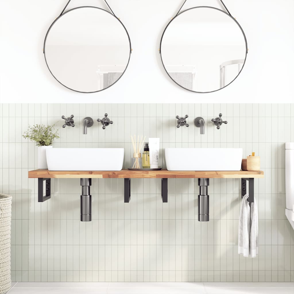 Piano da Bagno Non Trattato 120x40x4cm Legno Massello di Acacia
