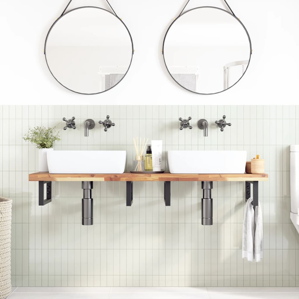Piano da Bagno Non Trattato 140x40x4cm Legno Massello di Acacia