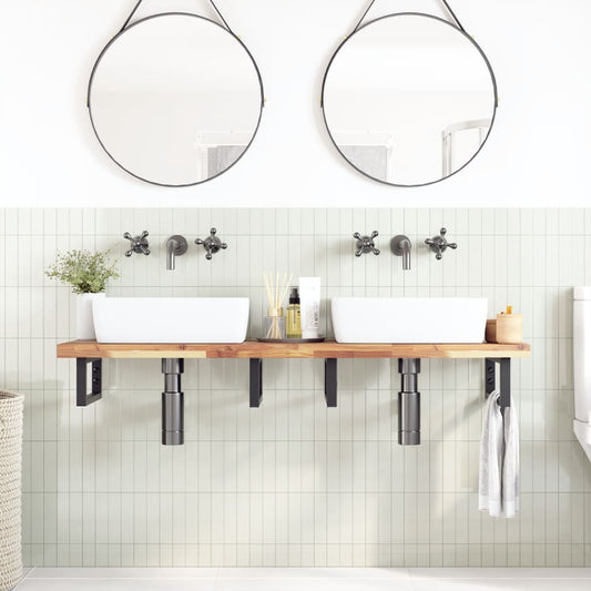 Piano da Bagno Non Trattato 160x40x4cm Legno Massello di Acacia | homemem39