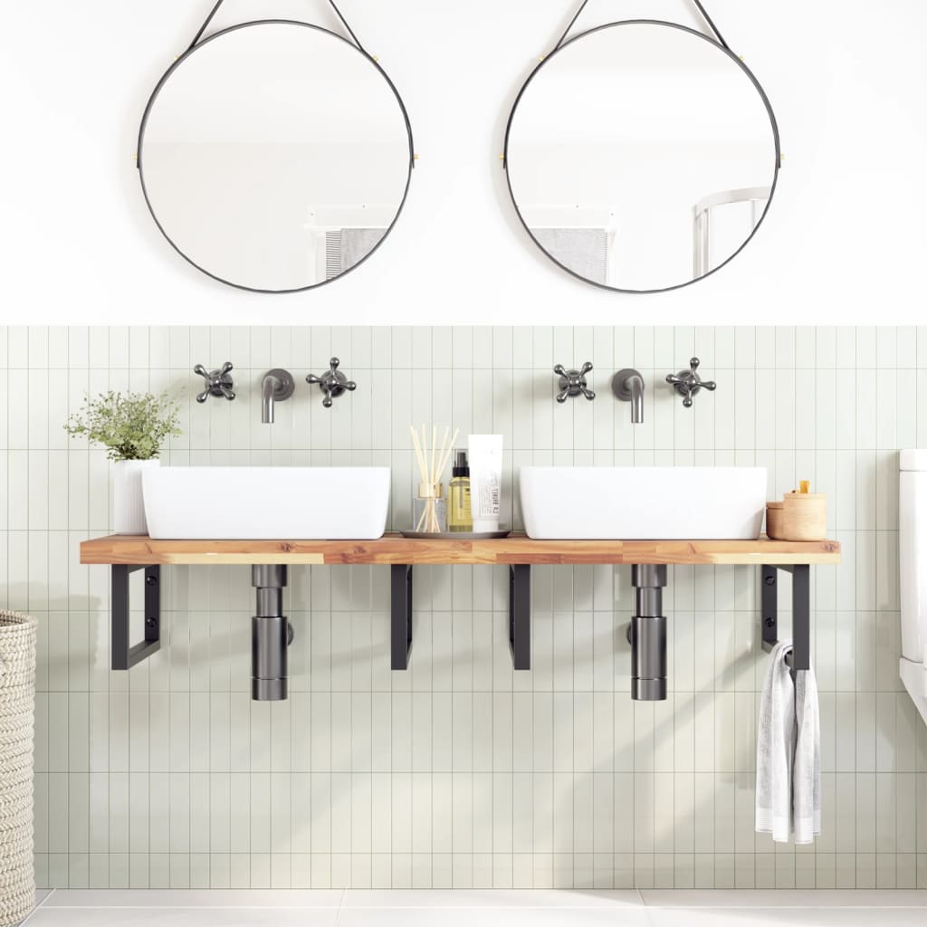 Piano da Bagno Non Trattato 120x50x4cm Legno Massello di Acacia
