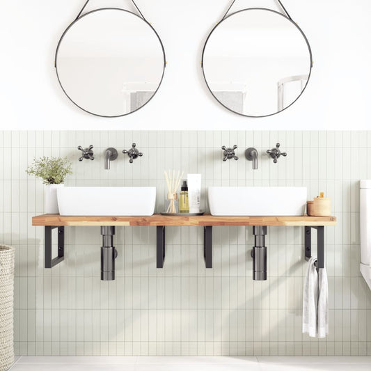 Piano da Bagno Non Trattato 160x50x4cm Legno Massello di Acacia | homemem39